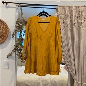 UO long sleeve textured babydoll dress